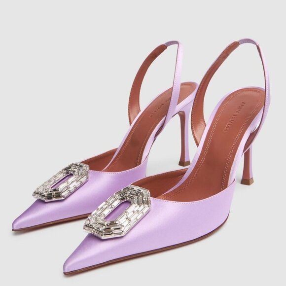 Amina Muaddi Lilac and Silver Heels - Picture 3 of 4